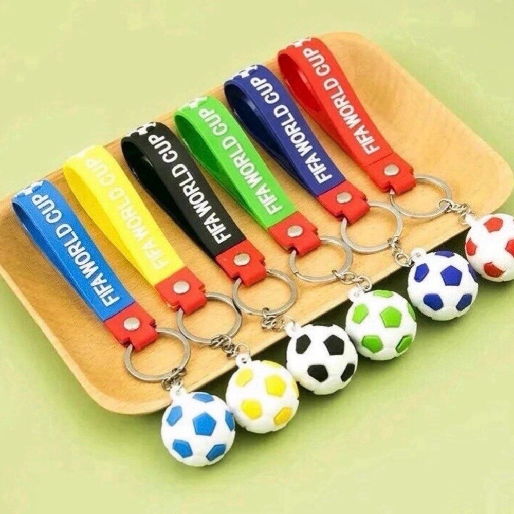 FIFA World Cup Soccer Ball Keychain  Rubber Wristlet Strap Keyring